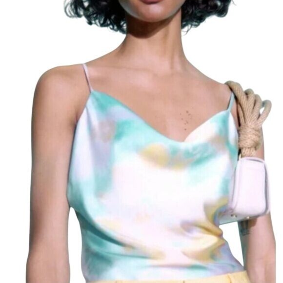 Zara Satin Spaghetti Strapped Twee Festival Retro 90's 2000's Style Top M - Picture 1 of 8